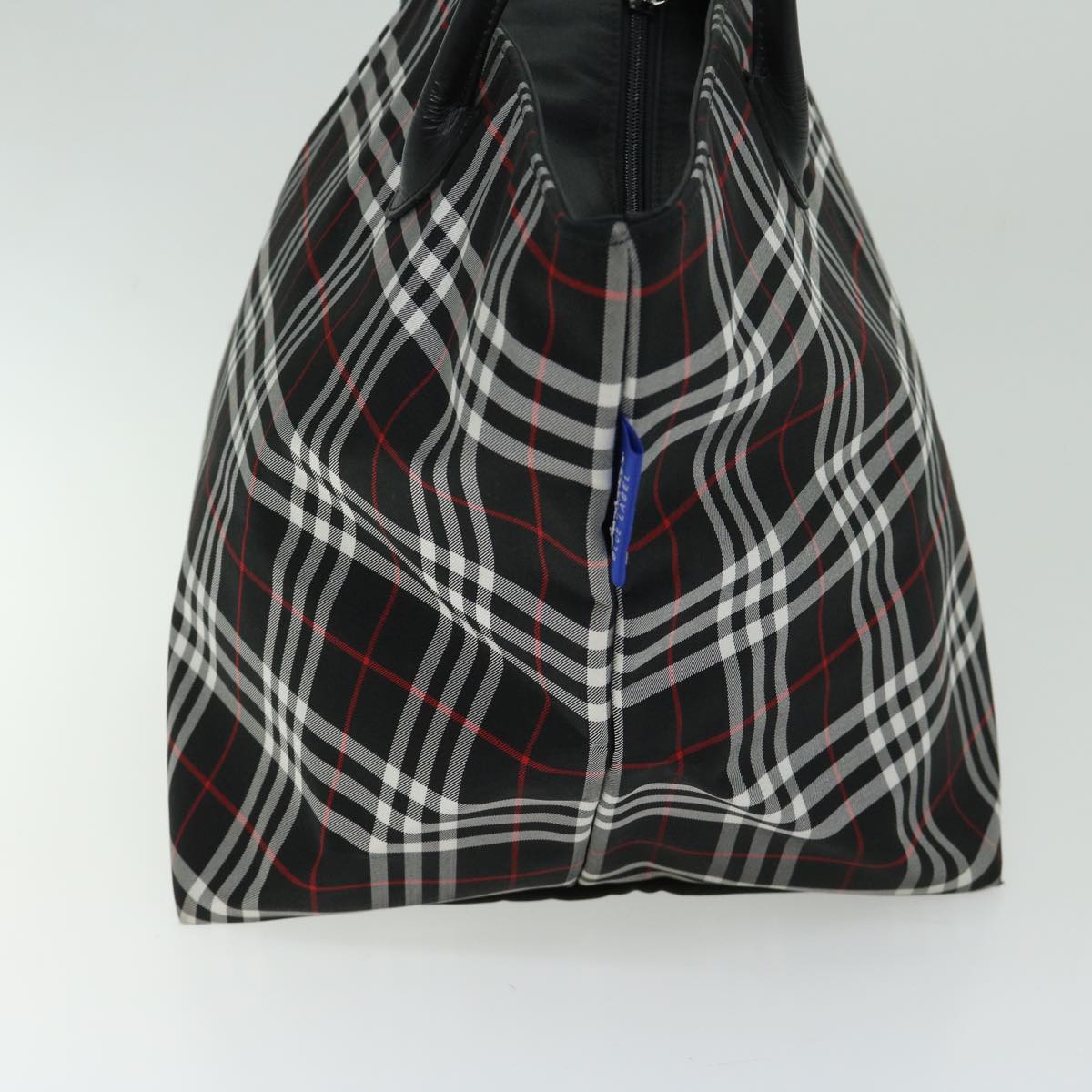 BurberrySs Nova Check Blue Label Tote Bag Nylon Black Auth bs12380