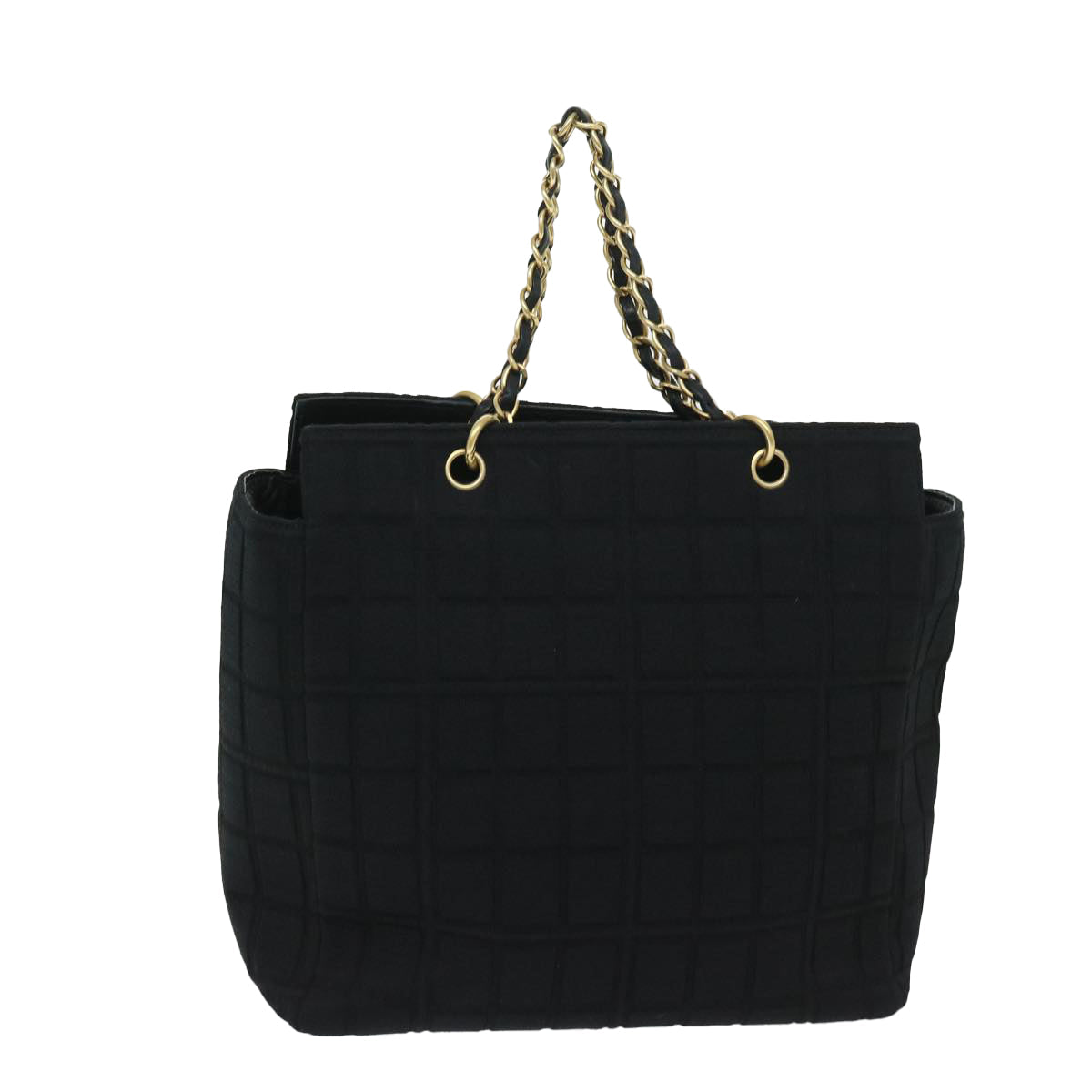 Chanel Choco Bar Chain Hand Bag Cotton Black CC Auth bs