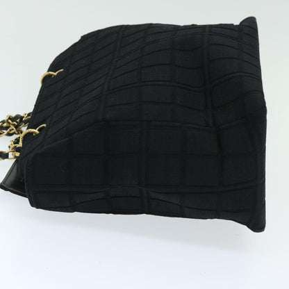 Chanel Choco Bar Chain Hand Bag Cotton Black CC Auth bs