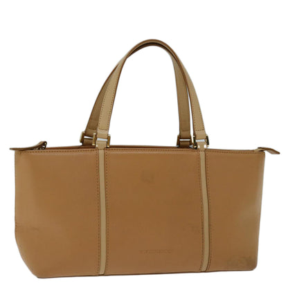 Burberry Hand Bag Leather Beige Auth bs12474