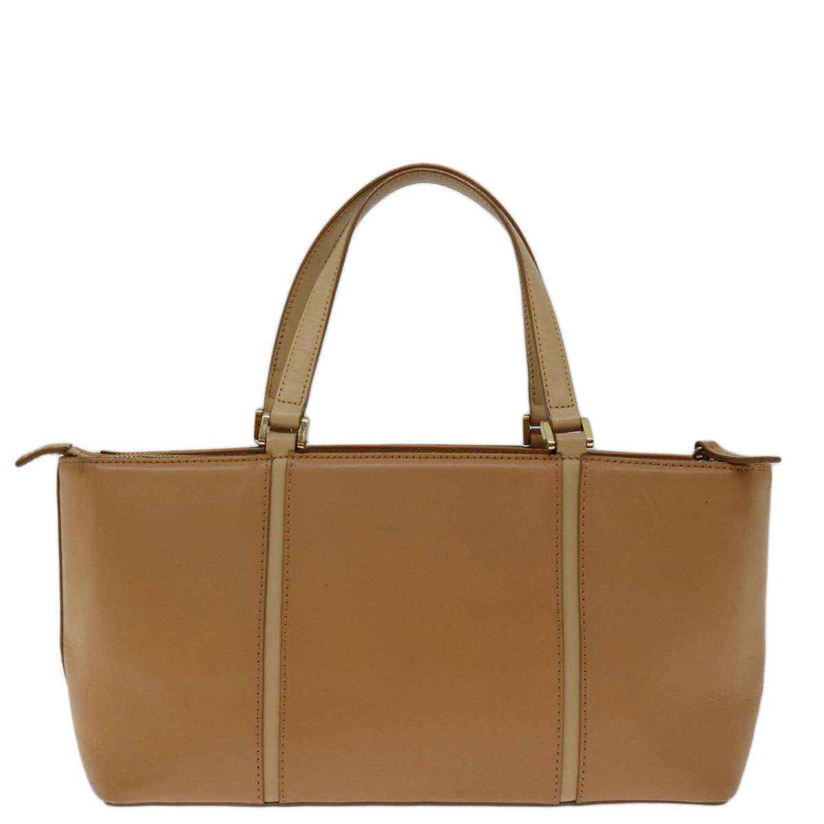 Burberry Hand Bag Leather Beige Auth bs12474