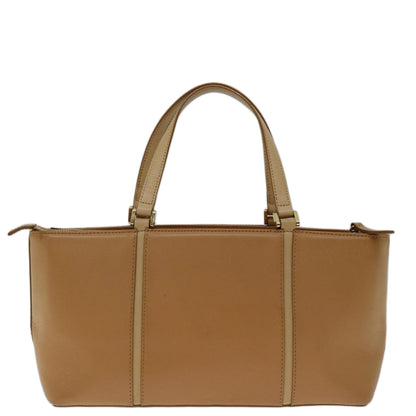 Burberry Hand Bag Leather Beige Auth bs12474