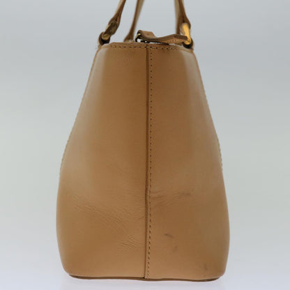 Burberry Hand Bag Leather Beige Auth bs12474