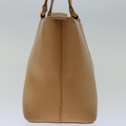 Burberry Hand Bag Leather Beige Auth bs12474