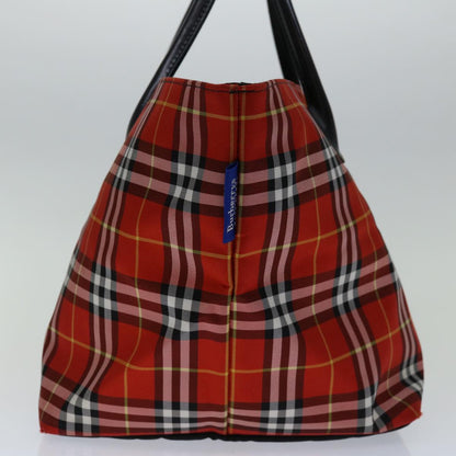 BurberrySs Nova Check Blue Label Hand Bag Nylon Red Auth bs12546