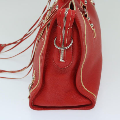 Balenciaga City Hand Bag Leather 2way Red 115748 Auth bs12559