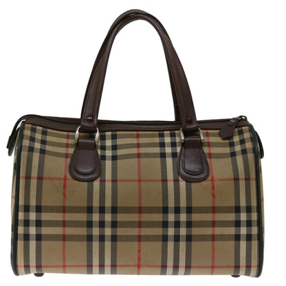 BurberrySs Nova Check Hand Bag Canvas Beige Auth bs12607