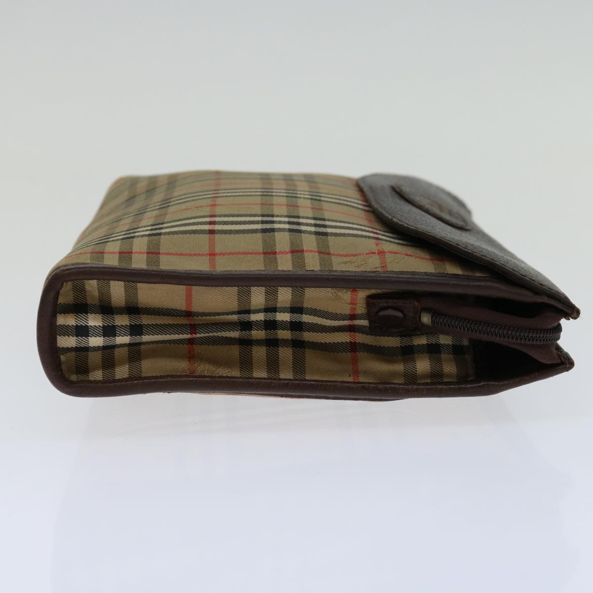 BurberrySs Nova Check Clutch Bag Canvas Beige Auth bs12774