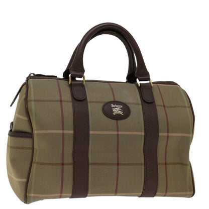 BurberrySs Nova Check Hand Bag Canvas Beige Auth bs12789