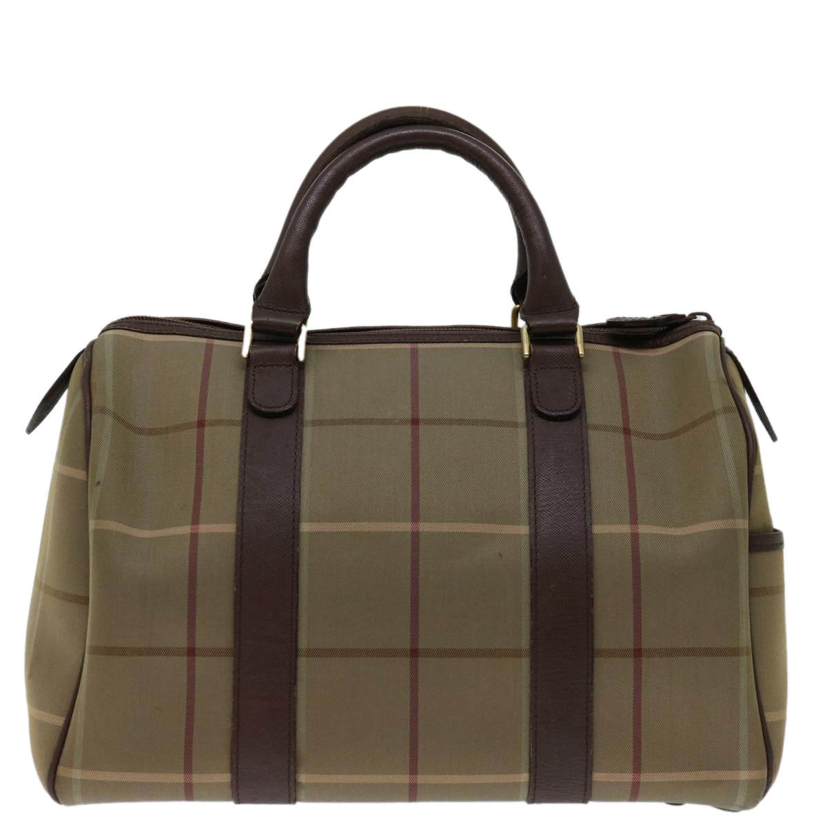 BurberrySs Nova Check Hand Bag Canvas Beige Auth bs12789