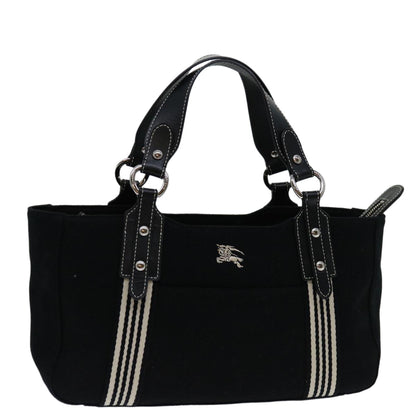 BURBERRYSs Nova Check Blue Label Hand Bag Canvas Black White Auth bs12790