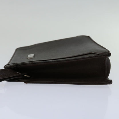 Burberry Clutch Bag Leather Brown Auth bs12798