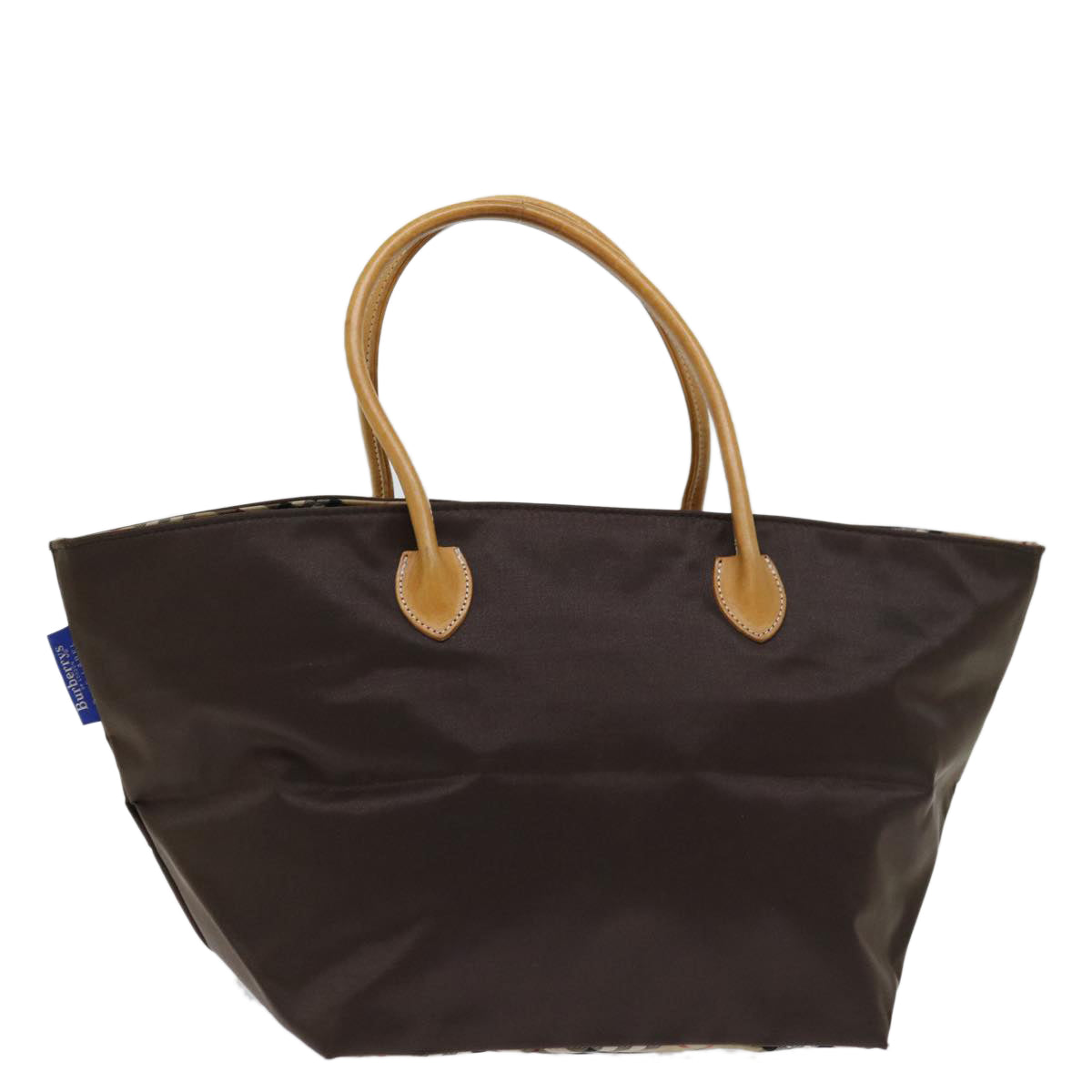 BurberrySs Nova Check Blue Label Tote Bag Nylon Brown Auth bs12913