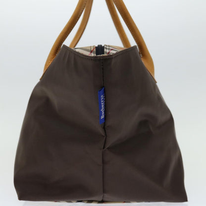 BurberrySs Nova Check Blue Label Tote Bag Nylon Brown Auth bs12913