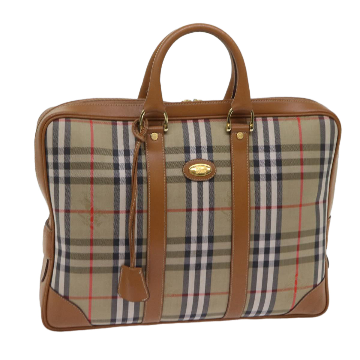 BURBERRYSs Nova Check Hand Bag Canvas Beige Brown Auth bs13065