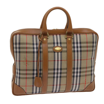 BURBERRYSs Nova Check Hand Bag Canvas Beige Brown Auth bs13065