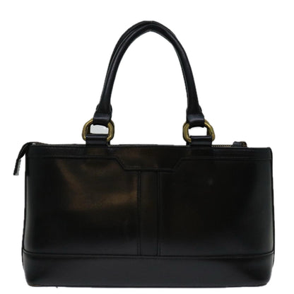 Burberry Hand Bag Leather Black Auth bs13097