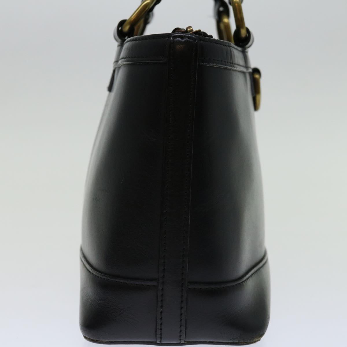 Burberry Hand Bag Leather Black Auth bs13097