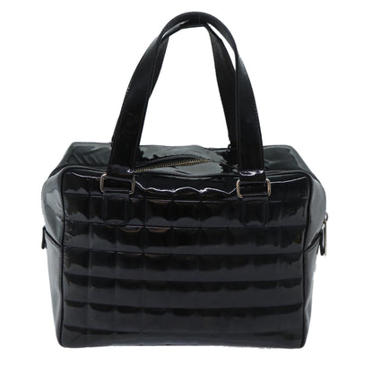 Chanel COCO Mark Choco Bar Hand Bag Patent leather Black CC Auth bs