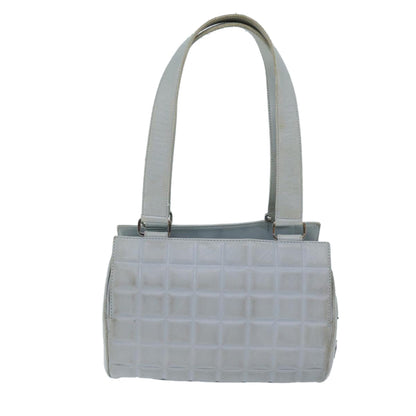 Chanel COCO Mark Choco Bar Shoulder Bag Lamb Skin Blue CC Auth bs