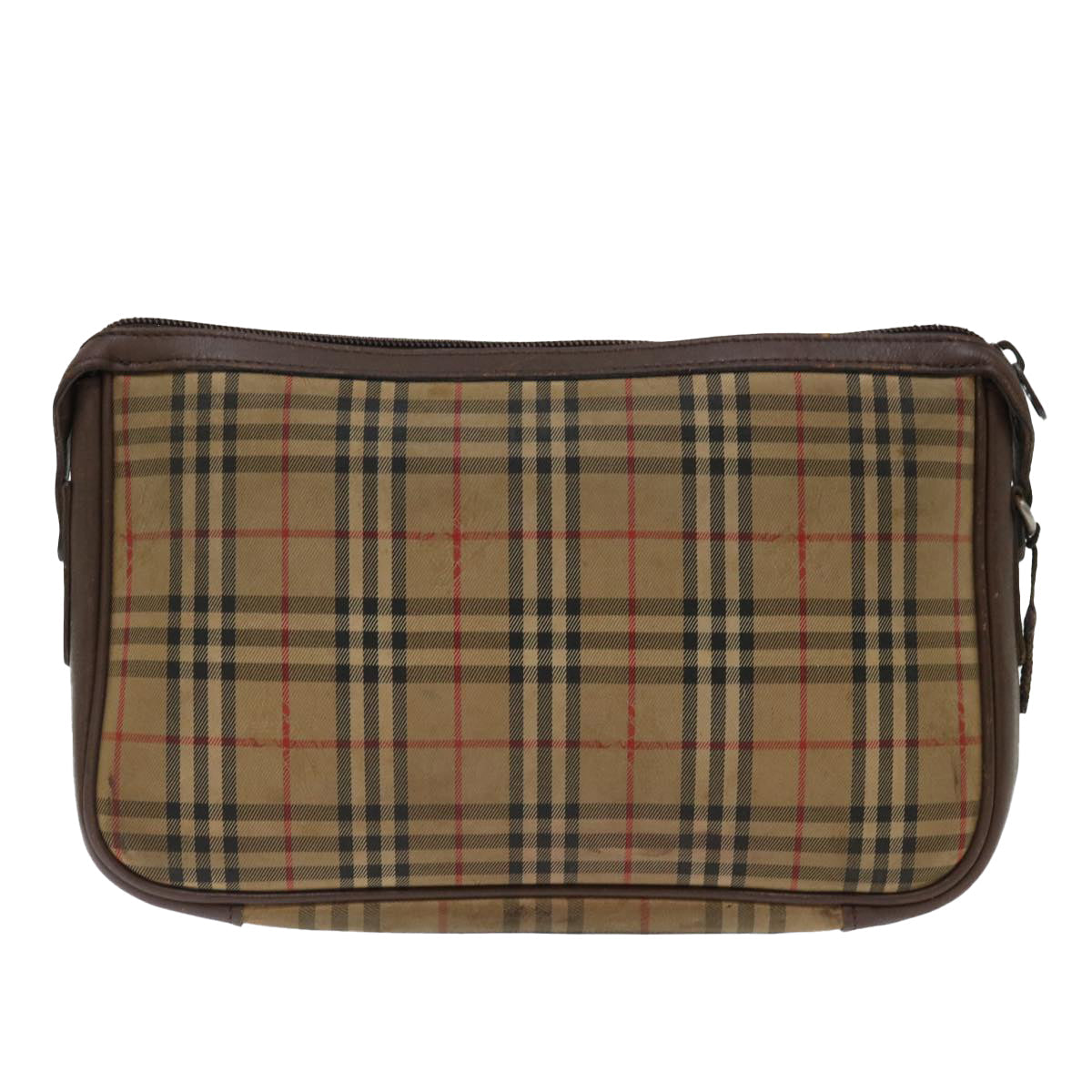 BurberrySs Nova Check Clutch Bag Canvas Beige Auth bs13410