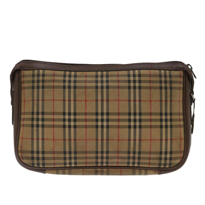 BurberrySs Nova Check Clutch Bag Canvas Beige Auth bs13410
