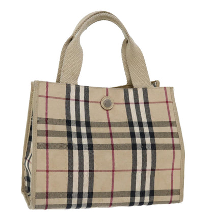 Burberry Nova Check Hand Bag Canvas Beige Auth bs13432
