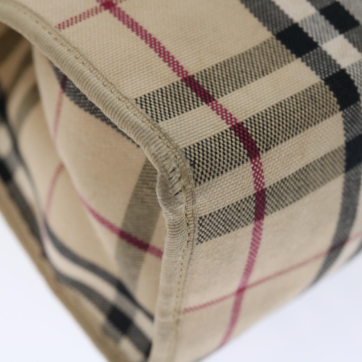 Burberry Nova Check Hand Bag Canvas Beige Auth bs13432