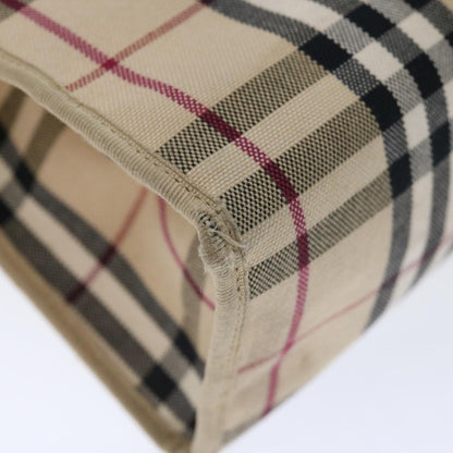 Burberry Nova Check Hand Bag Canvas Beige Auth bs13432