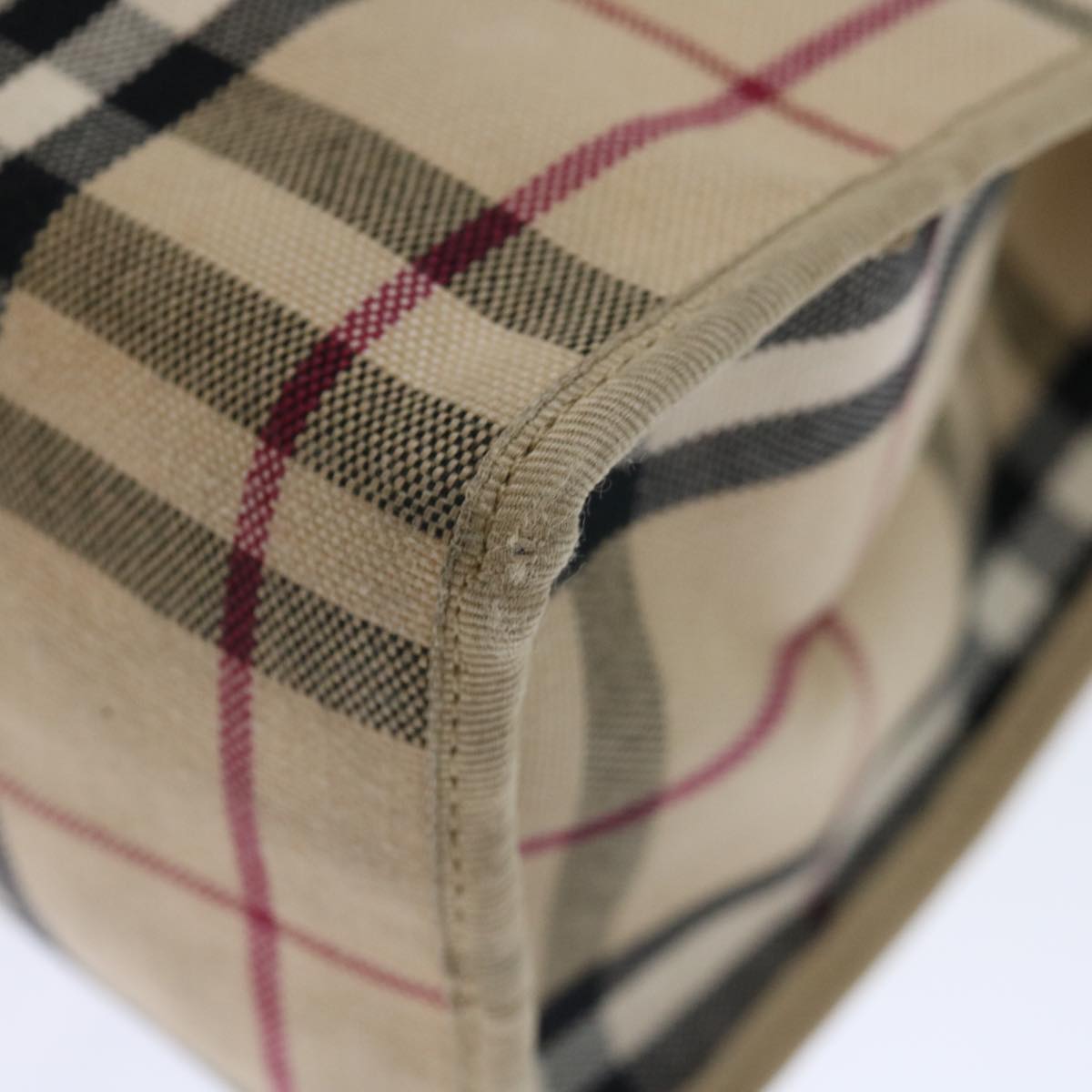 Burberry Nova Check Hand Bag Canvas Beige Auth bs13432