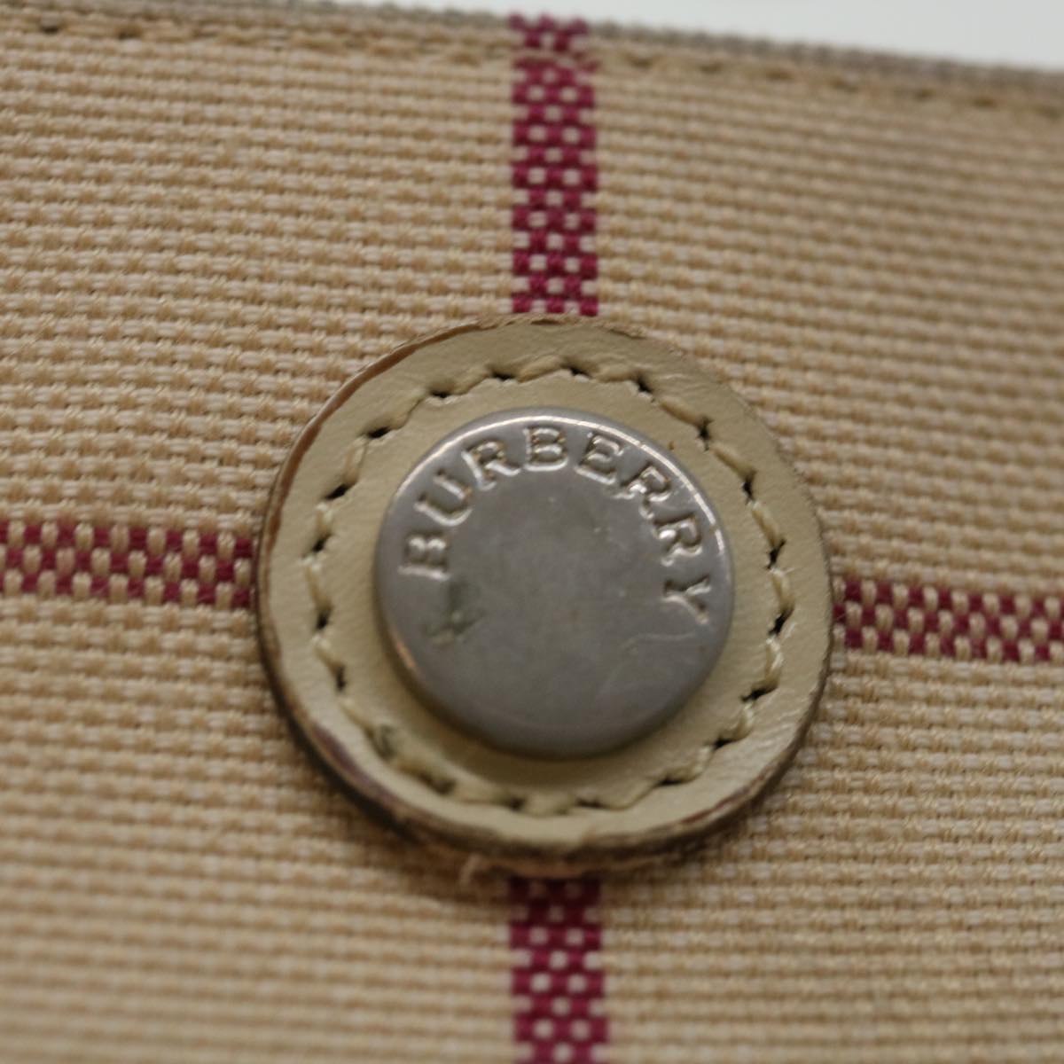 Burberry Nova Check Hand Bag Canvas Beige Auth bs13432