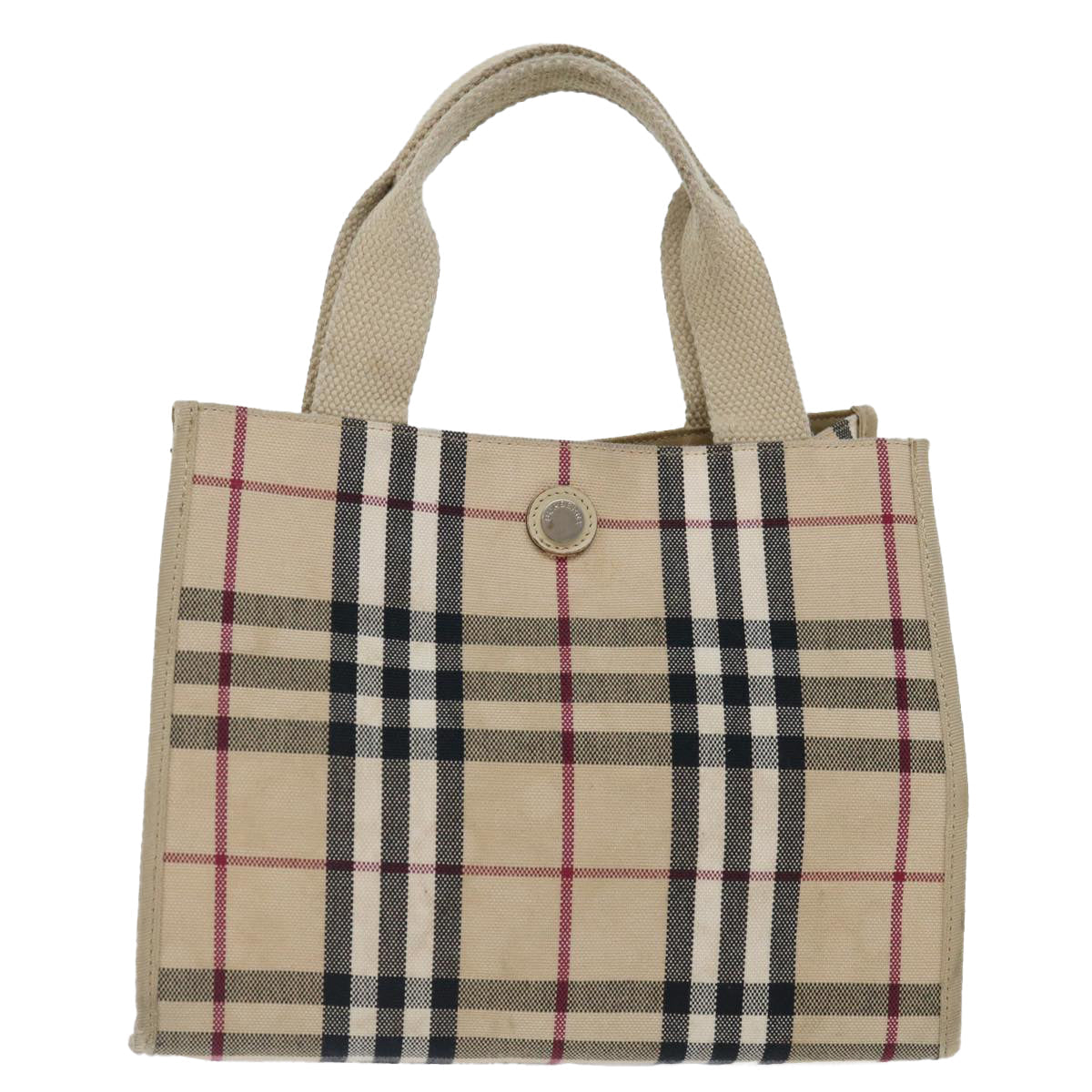 Burberry Nova Check Hand Bag Canvas Beige Auth bs13432