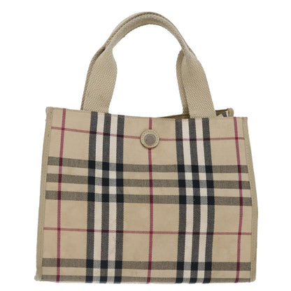 Burberry Nova Check Hand Bag Canvas Beige Auth bs13432