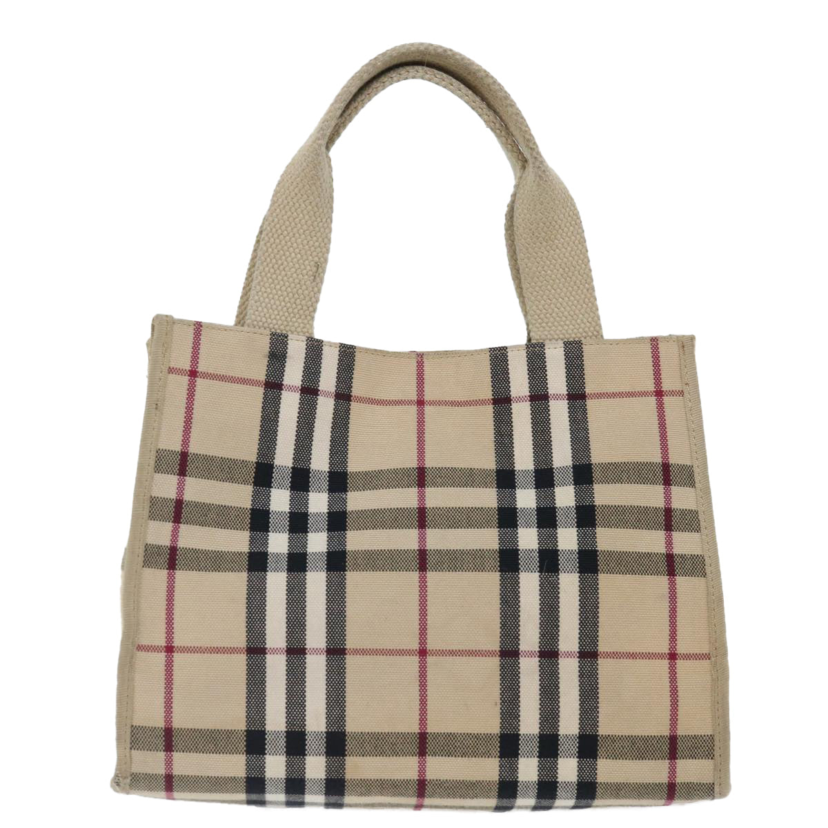 Burberry Nova Check Hand Bag Canvas Beige Auth bs13432