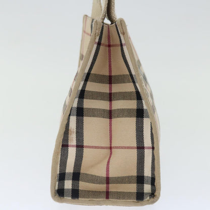 Burberry Nova Check Hand Bag Canvas Beige Auth bs13432