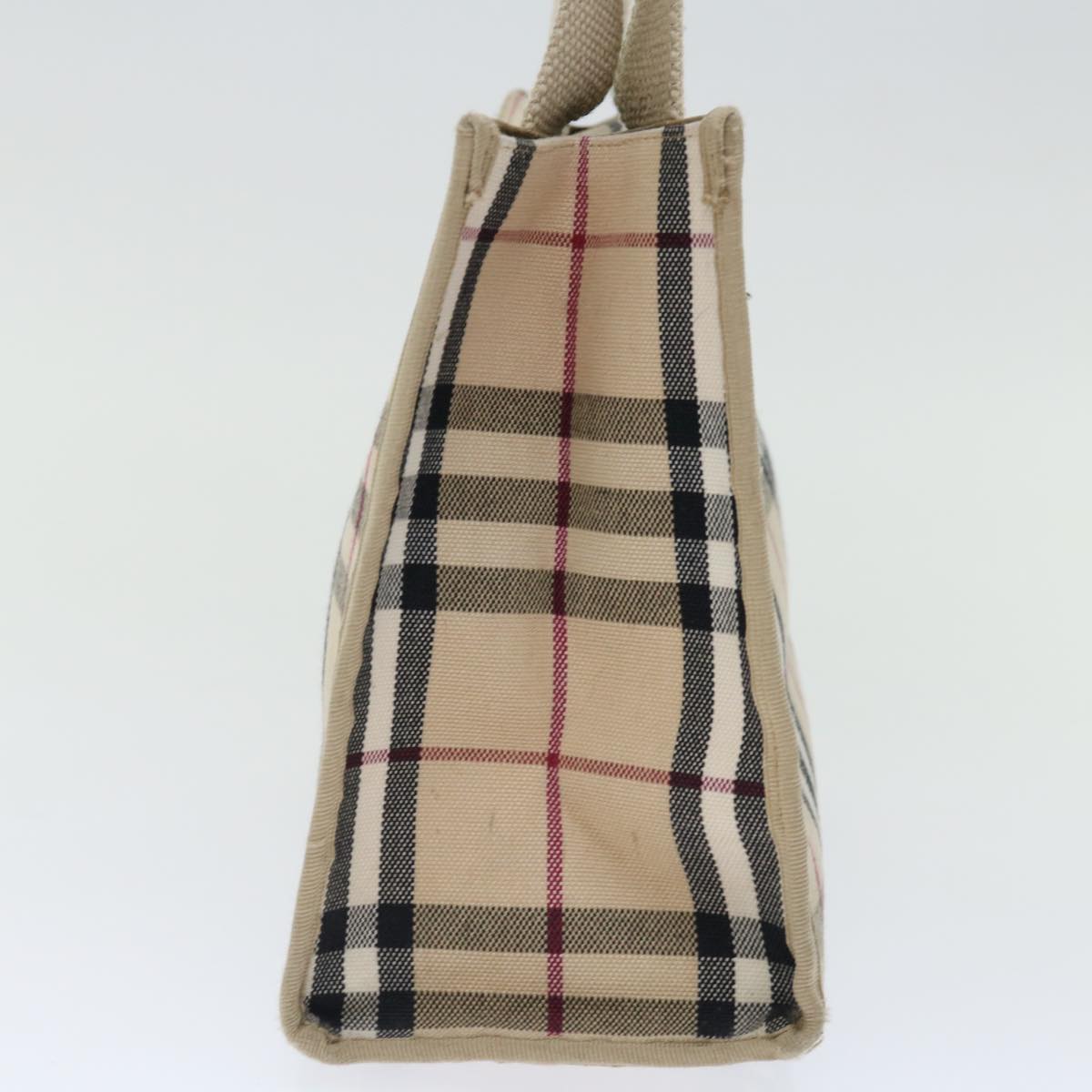 Burberry Nova Check Hand Bag Canvas Beige Auth bs13432
