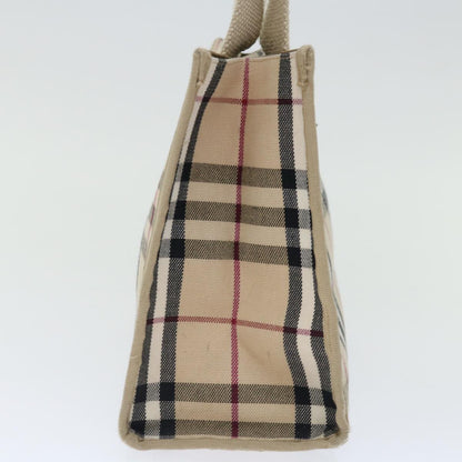 Burberry Nova Check Hand Bag Canvas Beige Auth bs13432