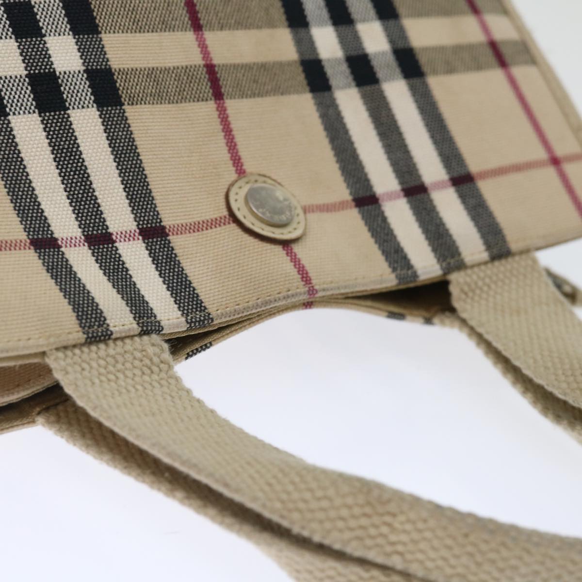 Burberry Nova Check Hand Bag Canvas Beige Auth bs13432