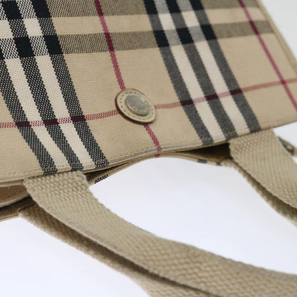 Burberry Nova Check Hand Bag Canvas Beige Auth bs13432