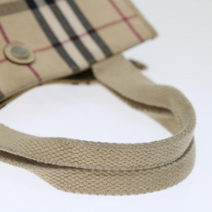 Burberry Nova Check Hand Bag Canvas Beige Auth bs13432