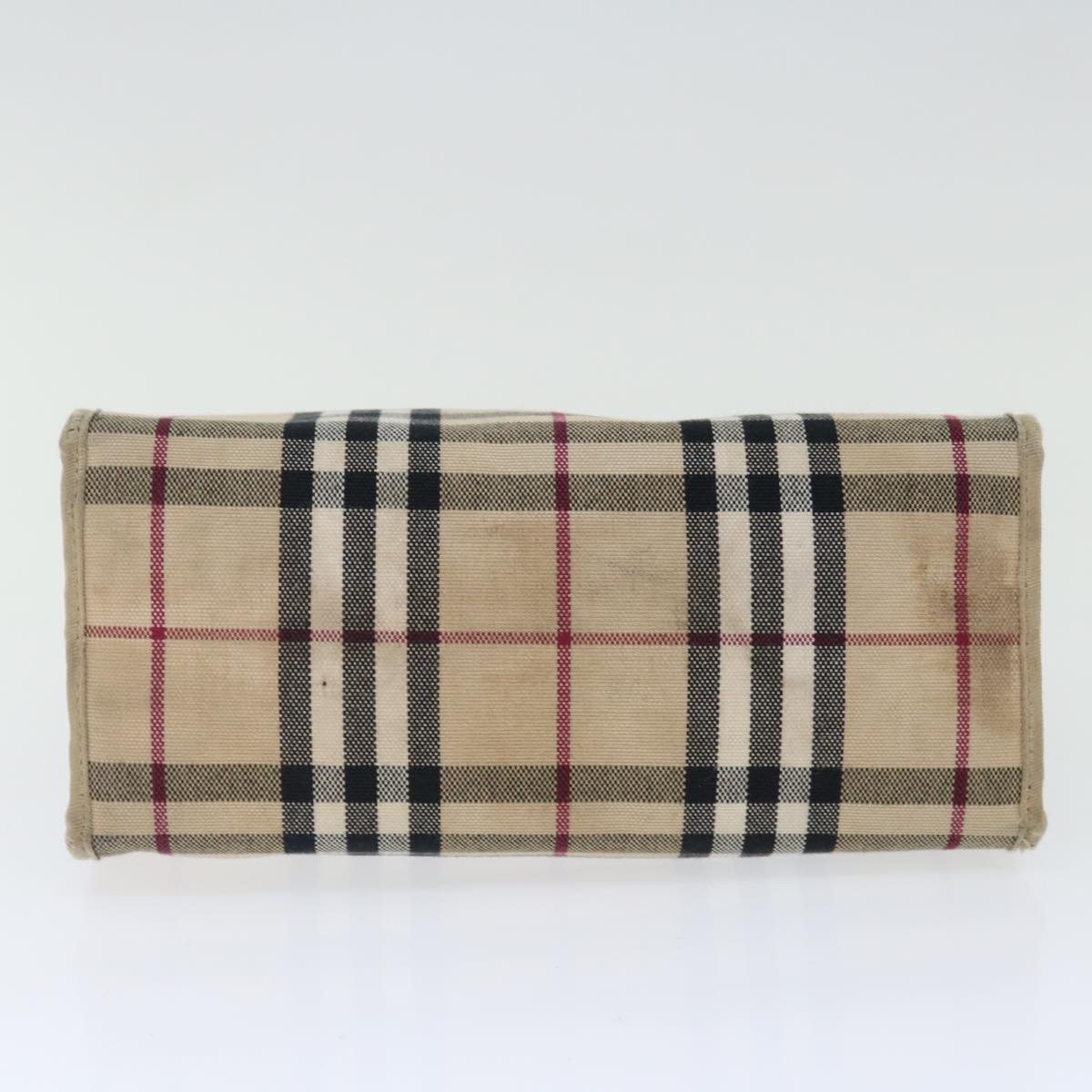 Burberry Nova Check Hand Bag Canvas Beige Auth bs13432