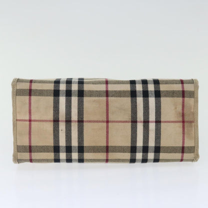 Burberry Nova Check Hand Bag Canvas Beige Auth bs13432
