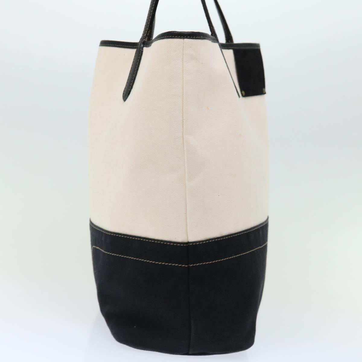 Burberry Blue Label Tote Bag Canvas White Black Auth bs13449