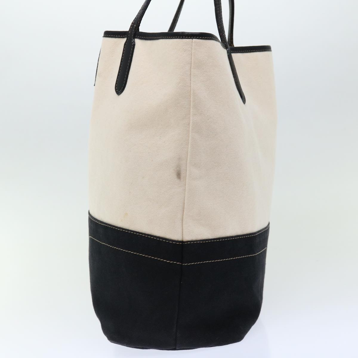 Burberry Blue Label Tote Bag Canvas White Black Auth bs13449