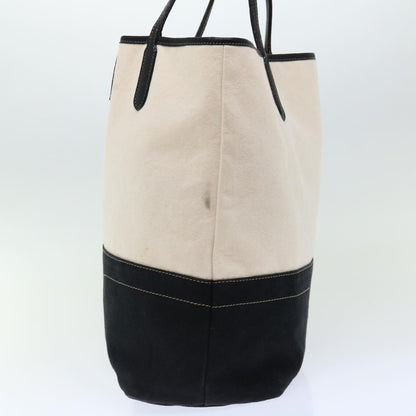 Burberry Blue Label Tote Bag Canvas White Black Auth bs13449