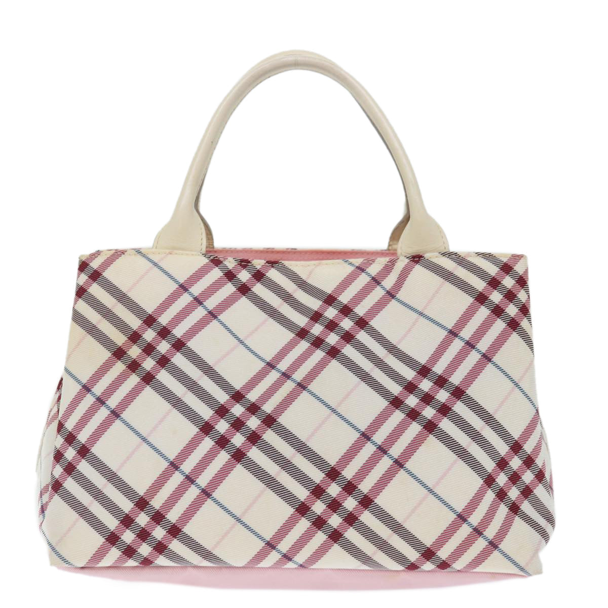 BURBERRY Nova Check Blue Label Hand Bag Nylon Pink Auth bs13557