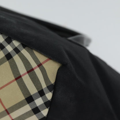 Burberry Nova Check Blue Label Hand Bag Nylon Black Beige Auth bs13576
