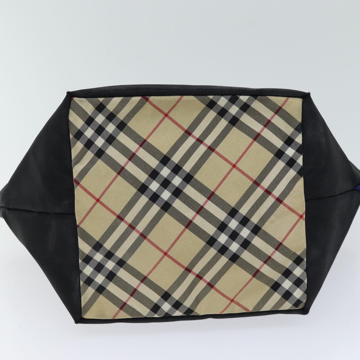 Burberry Nova Check Blue Label Hand Bag Nylon Black Beige Auth bs13576