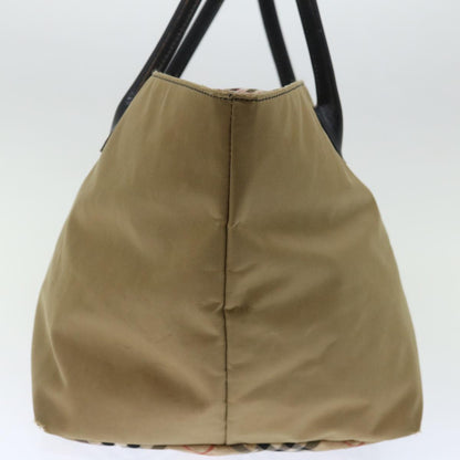 Burberry Nova Check Blue Label Tote Bag Nylon Beige Auth bs13607