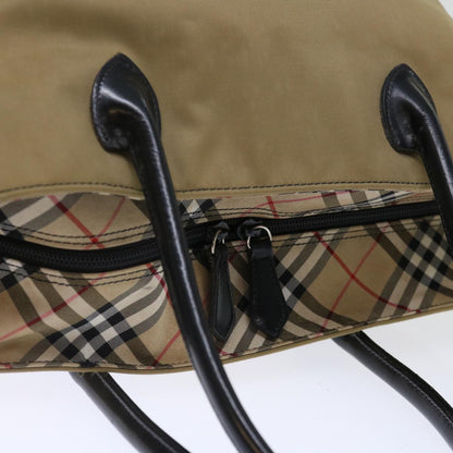 Burberry Nova Check Blue Label Tote Bag Nylon Beige Auth bs13607